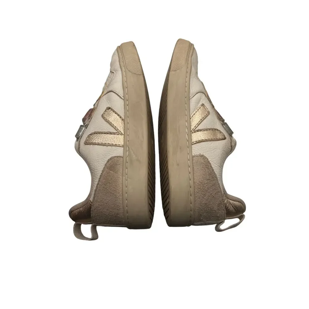 Veja Kids White Leather Sneakers Rose Gold Size 1 Girls Shoes Metallic School